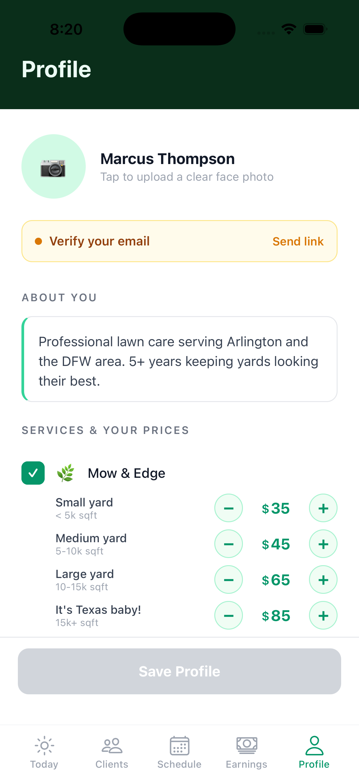 Profile and pricing